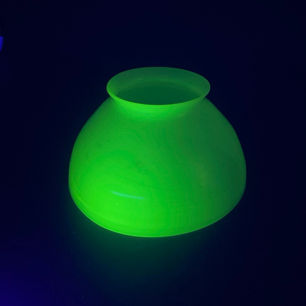 Opalescent Vaseline Glass / Uranium Glass 4” Fitter Lamp Shade